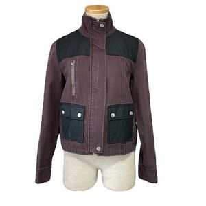 Rubbish Nordstrom Jacket Women's XS Extra Small Purple Waxed Denim Snaps Short